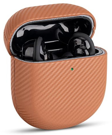 Haobobro [Karbonfaser Textur] Leder Hülle für Bose QuietComfort Ultra/QuietComfort Earbuds II Ledercase - Handgefertigt Bose QC 2 Leather Case/Bose QC Ultra Schutzhülle Lederhülle - Braun