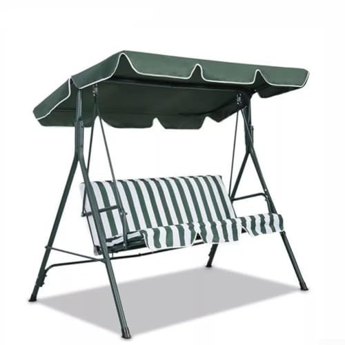 Swing Chair Canopy Replacement, 3 Seater Garden Swing Seat Canopy Cover, Waterproof Windproof Awning, UV resistant, tear resistant, With 4 Strengthened Corners, For Patio Balcony(Green) 164*114*15cm