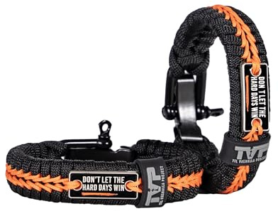 Til Valhalla Project Hard Days Paracord Bracelet | Paracord Bracelets for Men | Tactical Gifts for Men | Rope Bracelet Men’s Jewelry | Men’s Accessories | 7.5 Inch