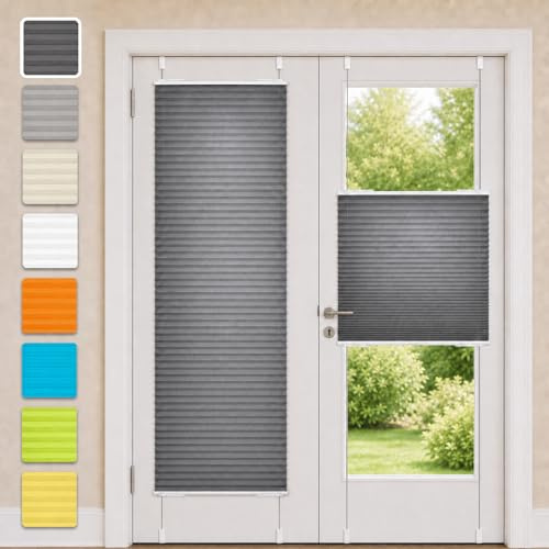 Vkele Plissee ohne Bohren Klemmfix, Anthrazit 100 x 210 cm (BxH)