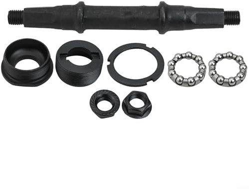 Kit asse asse per movimento centrale per bicicletta, foro quadrato, con coppe in metallo e cuscinetti per bici da strada, mountain bike, montaggio di ricambio, colore nero, 14,5 x 4,5 cm