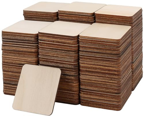 YIXNSW 200 Stück 5 x 5 x 0,3cm Unbehandelte Quadratische Holzscheiben zum Basteln, Naturholz Holzplättchen Quadratisch, Quadratische Holzplatten für DIY Handwerk, Dekoration