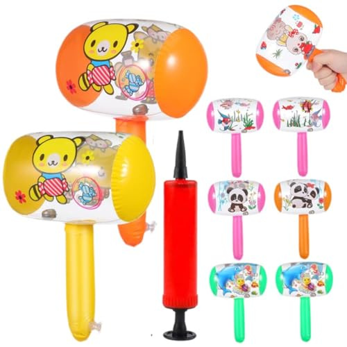 7-teiliges Cartoon Glockenhammer Set, aufblasbarer Hammer, lustiges aufblasbares Hammer für Geburtstagsfeiern und Partys zu Hause kann als Pool oder Strand Werden (1)
