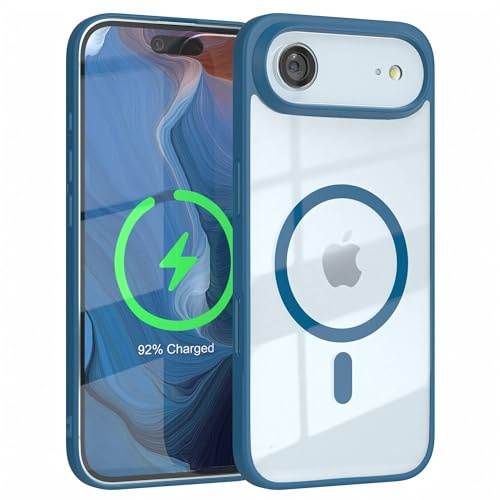 EAZY CASE Hülle für iPhone Air kompatibel mit Qi Charging Ultra Aufprallschutz Stoßfest und Kratzfest dünne Schutzhülle mit Kameraschutz Silikon Cover Clear Hybrid Handy Case Dunkel Blau - Qi Charging