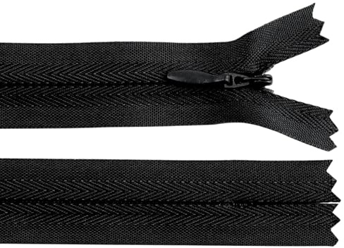 cyclingcolors 2x Cerniera invisibile N°3 50 cm – chiusura lampo in poliestere con cursore, estremità aperta, per cucito sartoria abbigliamento giacche cappotti – nero