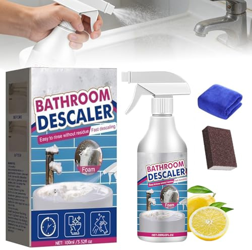 Fleckenentferner Reiniger für hartnäckige Flecken, Multifunktional Badreiniger Duschkabinenreiniger, Bathroom Descaler Schaum, WC Reiniger Kalkentferner Dusche Stark für Glas Kanalisation Toiletten
