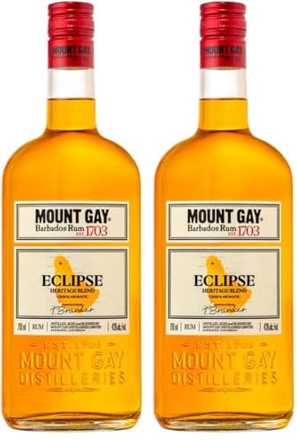 Mount Gay 1703 Eclipse 70cl Rum di Barbados con note di vaniglia, cioccolato fondente e banana, 40% Vol (Confezione da 2)