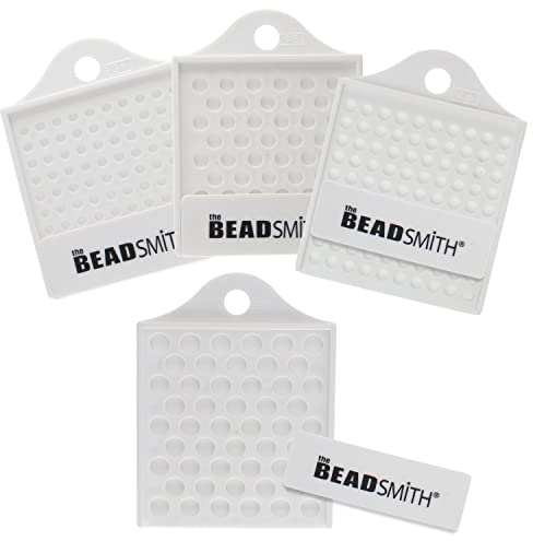 The Beadsmith Bead Counter Set – 4 Trays in Assorted Sizes, 3-8mm – Adjustable Slider for Set Quantities – Use to Count, Sort and Organize Beads and Pills