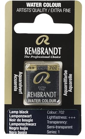 Royal Talens : Rembrandt Watercolour Paint : Half Pan : Lamp Black
