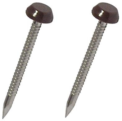 50 x Brown UPVC 30mm Poly Top Pins Nails Plastic Headed Fascia Fixings Polytop