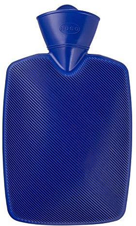 Hugo Frosch Wärmflasche Klassik 1,8l – Made in Germany – Halblamellenstruktur Blau – große, auslaufsichere & geruchsneutrale Bettflasche
