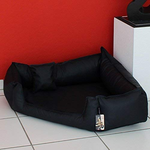 tierlando® Orthopädisches Hundebett Spencer Ortho Plus fünfeckig Kunstleder (SP3-90cm, 03 Schwarz)