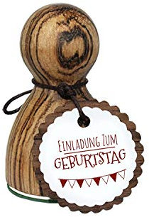 orig. Stemplino® Maxistempel Stempel L - Einladung zum Geburtstag - hochwertiger Holzstempel Motivstempel Holz