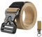 KingMoore Herren Tactical Gürtel Heavy Duty Webgürtel Einstellbare Military Style-Nylon Gürtel mit Metallschnalle Taille: 30 -35 Khaki
