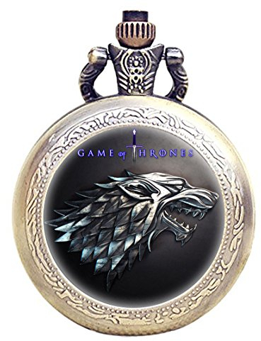 Taport® Quarztaschenuhr aus antiker Bronze Game of Thrones mit Gravur, gratis Ersatzbatterie, gratis Geschenktasche