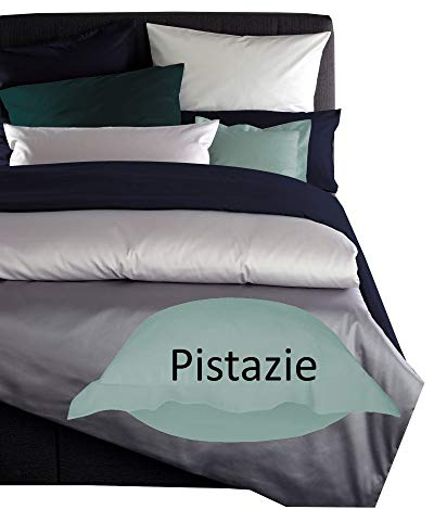 Curt Bauer Mako Satin Bettwäsche Uni Größe 135x200+80x80 cm Farbe Pistazie
