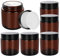SHiZAK 120ml 4 oz Amber Round Glass Jars with Black Lids and White Inner Liners Great Perfect for Cosmetics and Face Cream Lotion and Personal Care Products and More (Pack of 6)