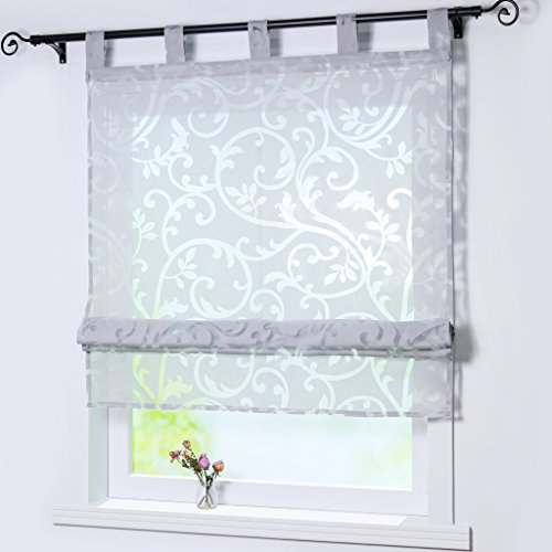 Joyswahl Raffrollo Ausbrenner Raffgardinen mit Schlaufen »Jessica« Gardinen BxH 140x140cm Grau 1er Pack