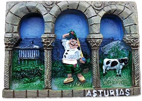 Asturias España Europa Ciudad del Mundo Resina 3D Fuerte Imán para nevera Recuerdo Turista Regalo Chino Imán Hecho a Mano Artesanía Creativa Decoración del Hogar y Cocina Pegatina Magnética