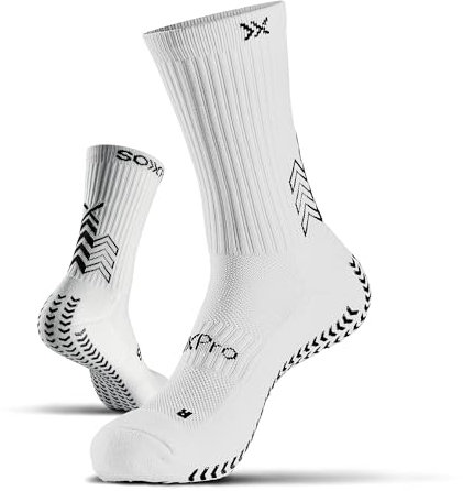 SOXPro Calzino Sportivo - Antiscivolo - Antivescica - Calzini a Controllo Totale - Colore Bianco - Taglia M