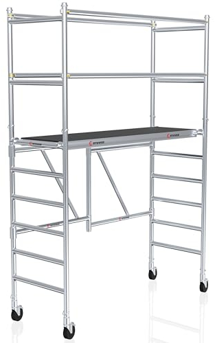 Stuver Scout Z 190 Andamio 3,80 metros - [Ahorra espacio] Andamios plegables aluminio - Andamios de obra - Andamios de aluminio - Andamio con ruedas - Rueda andamio - Andamios plegables