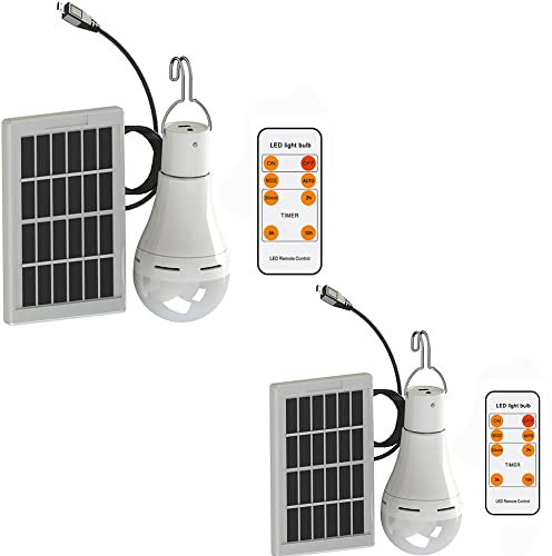 2 pièce Chaozan® Portable 9W Ampoule Solaire 350LM LED lampe solaire interieur eclairage exterieur camping Camping d'intérieur Randonnée Camping Ampoule de contrôle à distance