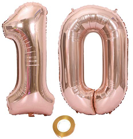 Luftballons Zahl 10, Nummer 10 Luftballon Rosegold Mädchen Luftballons 10. Geburtstag Folienballon, Zahl 10 Rose Gold Nummer 10 Ballons Große 32 Zoll Riese Heliumfolie Ballon …