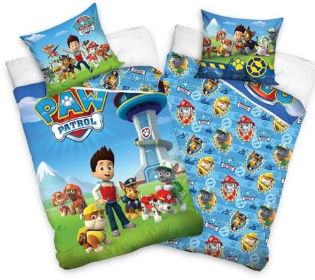 Biber / Flanell Wende Bettwäsche-Set Paw Patrol Motiv 135 x 200 cm 80 x 80 cm 100% Baumwolle mit Reißverschluss Helfer auf 4 Pfoten