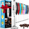 PowerLix Milchaufschäumer Stab, Milchschäumer Elektrisch - mit Edelstahlständer 15-20s, 19000 U/min, Batteriebetriebener Milk Frother für Kaffee, Latte, Cappuccino, Heiß & Kalte Schokolade