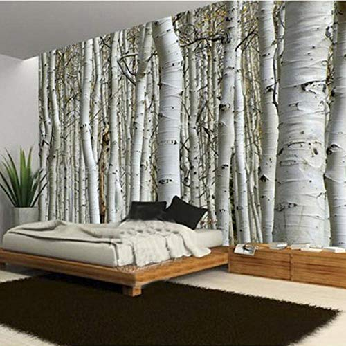 Bbaodan Fototapete 3D Effekt Sommerbäume Vlies Wand Tapete Birkenwald Benutzerdefinierte Motivtapeten Hd Wohnzimmer Kinderzimmer Wandbild Fotomural 140Cmx100Cm