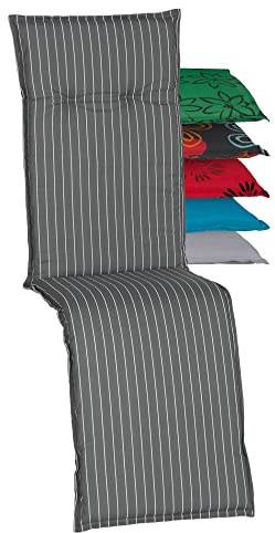 Beo Relaxsessel Auflage UV-beständig Barcelona | Made in EU nach Öko-Tex Standard | Waschbare Relaxstuhl Auflage mit Gummi-Halteband | Atmungsaktive Liegestuhl Auflage mit Nadelstreifen M050