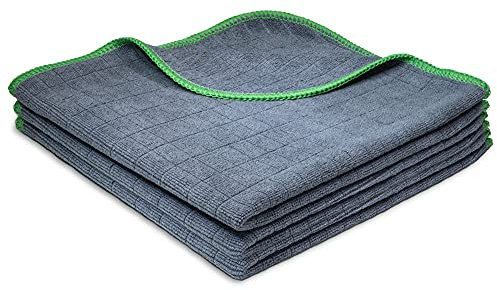 ferdoclean® 3 x Premium Microfasertuch 40x40cm 380 GSM | Fusselfreie Allzweck - Mikrofasertücher für Auto Küche, Fenster, Bad | Streifenfrei Microfaser Putztuch Putzlappen (anthrazit/grün)