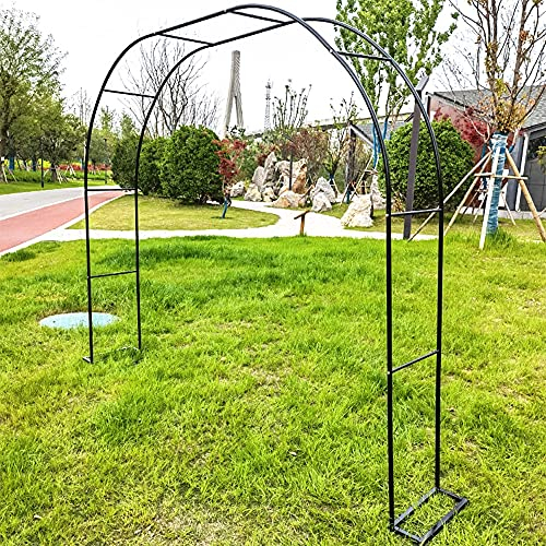MANG Schwarz Gartenbogen, 1,8MX2,2M Metall Rosenbogen Kletterpflanzen Torbogen Rosen Gartentor Rankhilfe Romantischer Rankenbogen Einfach Zu Montieren