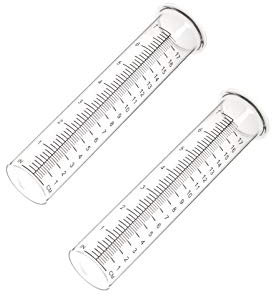 Mateda Lot de 2 tubes de rechange pour pluviomètre en verre avec couvercle pour cour, jardin, extérieur et maison 17,8 cm