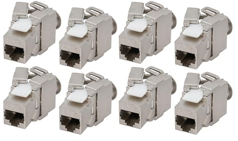 BIGtec 8 Stück Keystone RJ45 Modul CAT6a Jack Adapter geschirmt werkzeuglos Snap In Montage CAT.6a 500Mhz 10GBit/s Ethernet LAN Verlegekabel Patchkabel Kabel geeignet für Cat.7 Kabel
