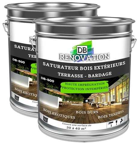 DB Rénovation Saturateur bois incolore - Hydrofuge, Extrême résistance UV, anti-grisaille - Protection marin - 6L