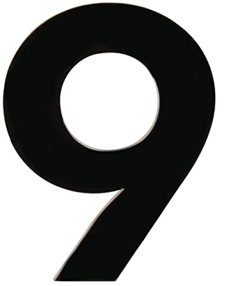 HASWARE Hausnummer, 7,5 cm, selbstklebend, für Wohnung, Tür, Straße, Adressschild, stilvolle Dekoration, Acryl (9, Black)