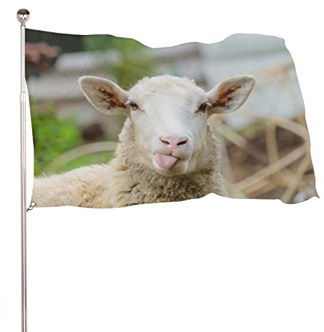 Dekoratives Hausflagge, Hof-Banner, lustiger Schaf-Druck, alle Jahreszeiten, Feiertage, Willkommensgartenflaggen, Rasendekoration, 90 x 150 cm