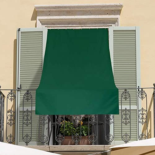 Corredocasa Tenda da Sole da Esterno per Balcone/Terrazzo/Veranda con Anelli e Ganci per Applicazione, Resistente e Lavabile, 100% Poliestere, Tinta Unita (Verde, 280x300 cm)