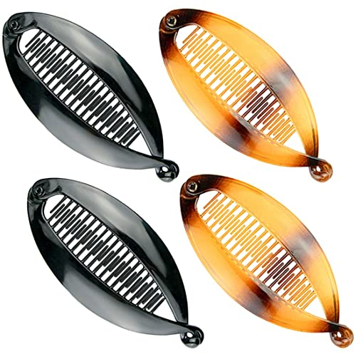 Clyhon 4 Pièces Pinces à la Banane Pinces à Cheveux Peignes de Poisson Banane Queue de Poisson Clip Porte-Queue de Cheval Banane Large Peigne de Couleur pour Accessoires Cheveux Féminins