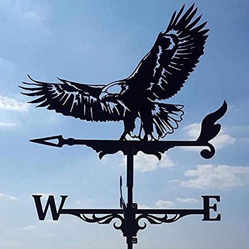 TentHome Wetterfahn Metall Garten Deko Adler Eule Antik Windfahne Schwarz Rostfrei Wetterhahn für den Außenbereich Hinterhof Dach (Adler)