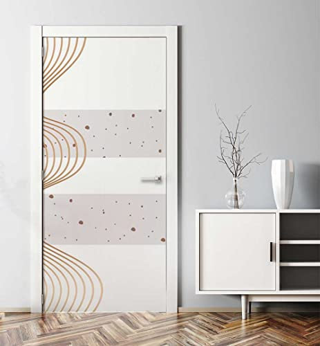 MyMaxxi - Tür bekleben mit Türtapete Türposter Türfolie Selbstklebend 90x200 Bronze Wellen - Tür verschönern Türaufkleber Türklebefolie Kunstwerke Formen Geometrie Beige