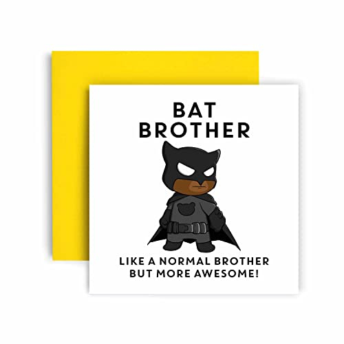 Huxters Bruder Geburtstagskarten BatBrother,Happy Birthday Karte,Einzigartige Illustration,Niedliche Bruderkarte für Männer,Geburtstagskarte für Ihn,Bruderkarte,148mm Quadrat (Fledermausbrüder)