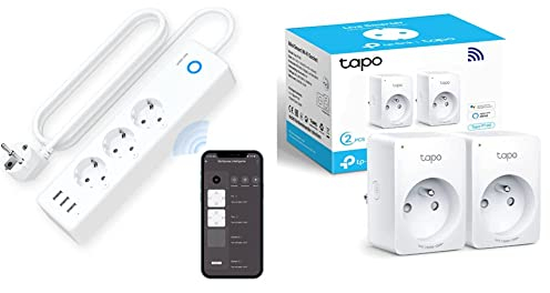 ONEPLUG Multiprise Connectée WiFi, 3 Prises 16A et 3 USB, Mesure la Consommation Électrique, Compatible Alexa et Google Home, 2 Pack