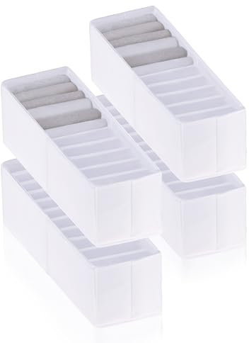 ROW&LINE® – Organizer Set – 11 extra hohe Fächer für Unterwäsche, BHs & Kleidung – Ordnungssystem Wickeltisch – strapazierfähig & abwaschbar für jeden Schrank & Schublade – weiß – Size: 4x S