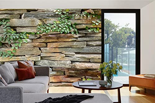 Vlies Fototapete STEINWAND 375 x 250 cm (inkl. Kleister) - Vlies Tapete, Wandtapete, Wandbilder - Tapete für Wohnzimmer Schlafzimmer, Büro, Küche - Montagefertig