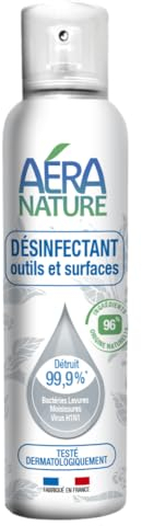 Aera Nature - Spray Désinfectant Outils et tous Supports matériels - Antibactérien, Fongicide et Virucide - Fabrication Française - 180 ml