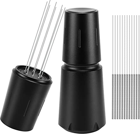 Dreamtop WDT Tool, Espresso Distribution Tools, 8 Needles Espresso Coffee Stirrer with Extra 12 Replaceable Needles Aluminum Alloy Handle Coffee Needle Distributor (Matte Black)