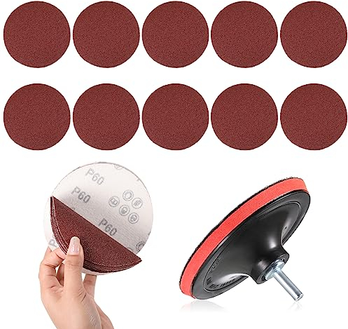 12 pcs Sander for Drill Attachment 5 Sanding Discs Pad Kit,Drill Sanding Attachment Grinder Sanding Attachment, Sanding Discs Pads Kit for Drill Grinder Rotary Tools with Sanding Pad and Shaft