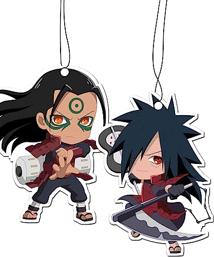 2in1 Auto Duftbaum/Lufterfrischer, Car Air Freshener Auto Scent | Naruto Anime Hashirama und Madara (Black Ice)